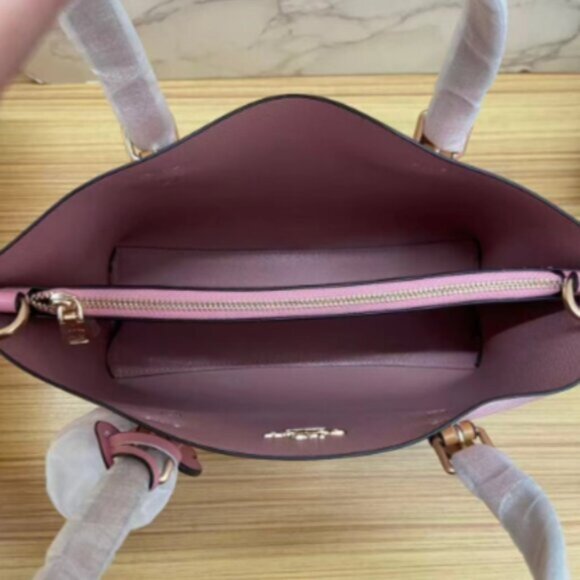 Coach Mollie Tote Bag 25 In Signature Canvas With Charms Gold/Powder Pink CER24 - Picture 4 of 5